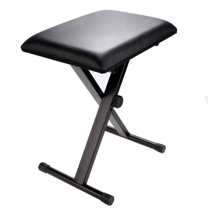 Tabouret Pliable pour Piano Réglable en Hauteur Fer Similicuir Noir [en.casa