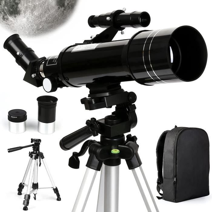 INTEY Télescope Astronomique, 70/400mm Télescope Réfracteur avec Trépied  Réglable en Aluminium et Oculaires Kellner 6mm et 25mm - Cdiscount Appareil  Photo