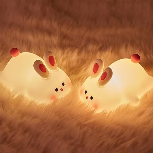 Veilleuse en silicone Big Face Rabbit,Veilleuse enfants, lampe lapin lampe mignonne, 6 couleurs veilleuse pour chambre d'enfant