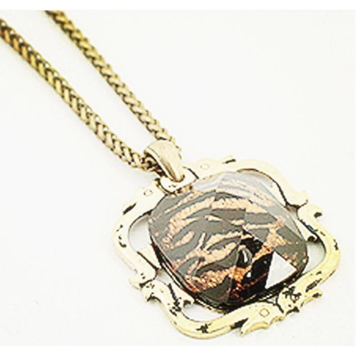 LCC® Gros Collier long sautoir femme vintage leopard retro plaqué