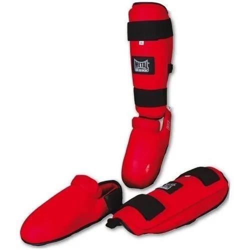 Protège-tibias et pieds METAL BOXE - chaussette rouge, mousse EVA
