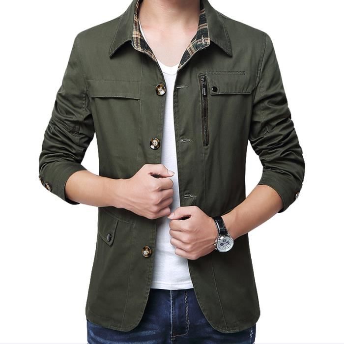 Veste matelassee homme slim en coton 100 Casual LEOCLOTHO Vert Tissu matelasse Vert Cdiscount Pret a Porter