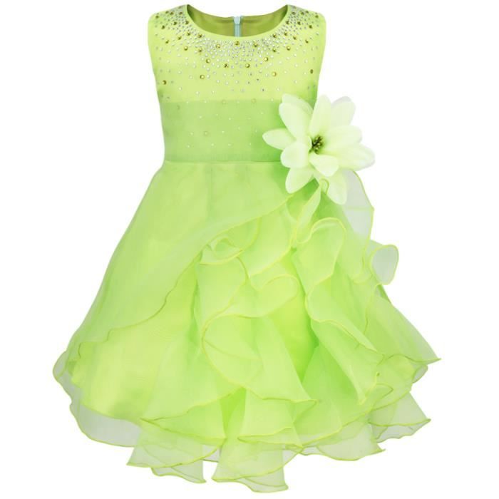 Bebe Fille Robe Ceremonie Princesse Fleur Organza Robe Bapteme Costume Anniversaire 4 14 Ans Vert Vert Cdiscount Pret A Porter