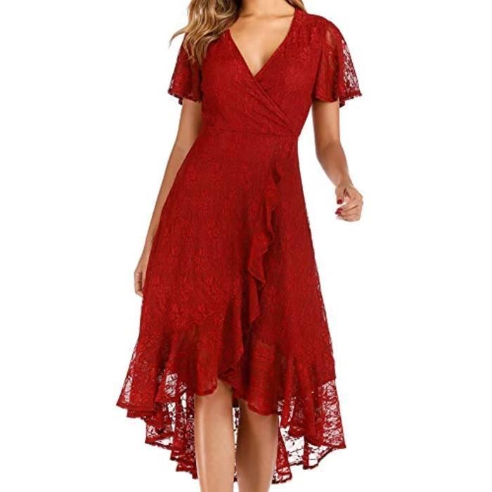 Letfool Robe de cocktail formelle pour femme - Manches bouffantes - Lanterne - Coupe trapèze