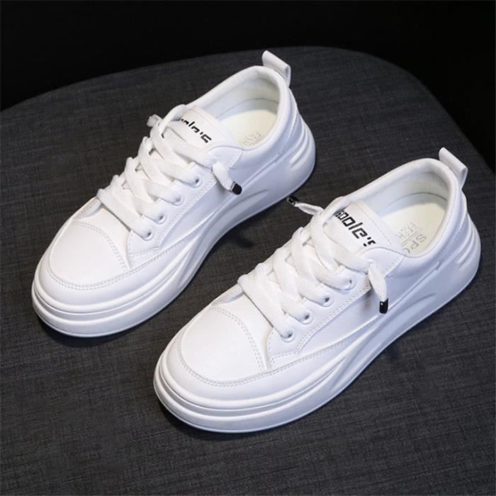 JS™ BASKET Femme - Loisir sauvages Fond épais Petites chaussures blanches -  blanc