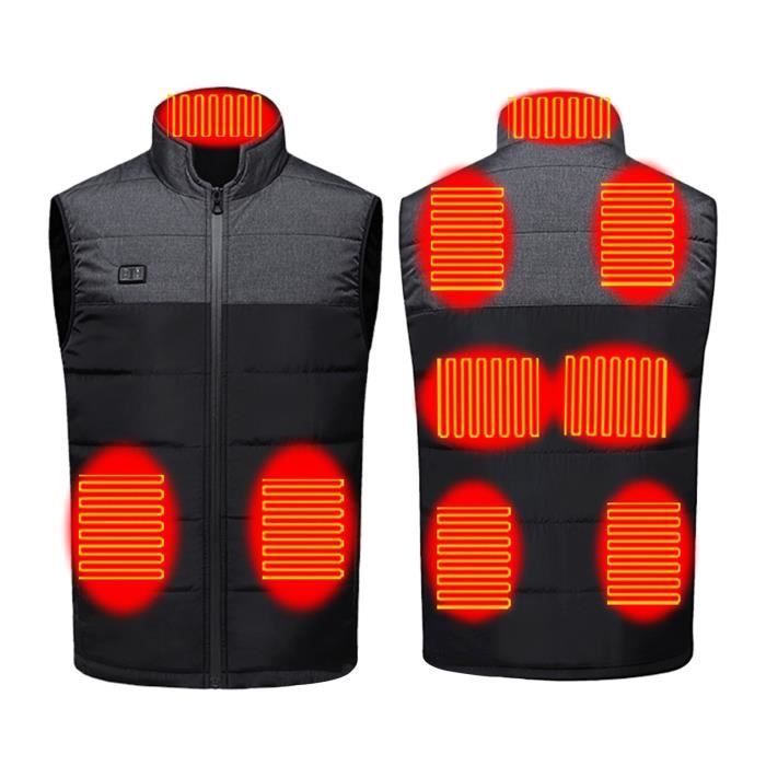 Sous-vêtements thermiques pour homme - Ensemble de sous-vêtements thermiques chauffants électriques USB - Pantalon long et haut chauffant de voyage pour homme, Noir/blanc