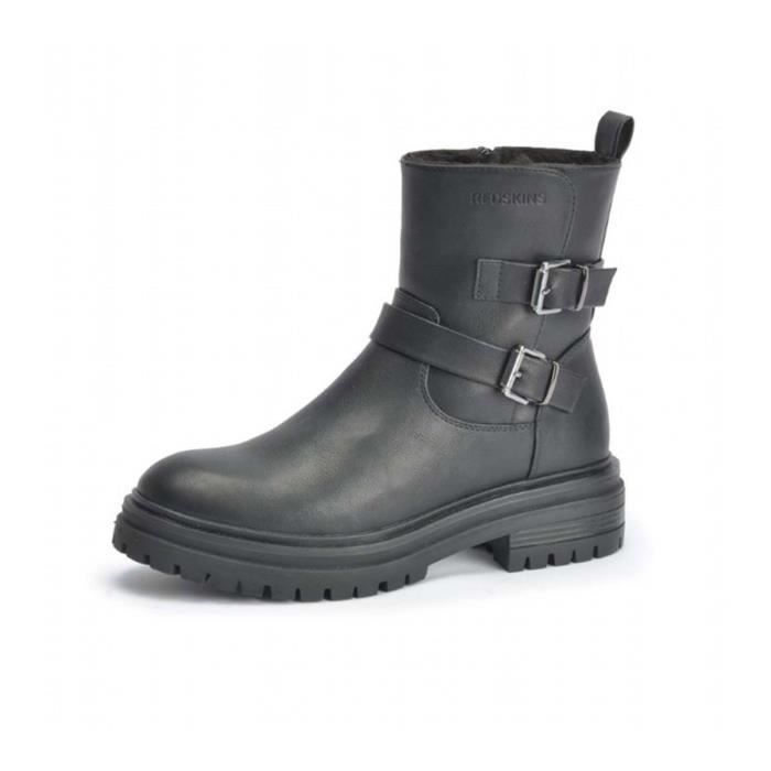boots femme - redskins ch glad w - noir - tige montante en cuir - fermeture zip