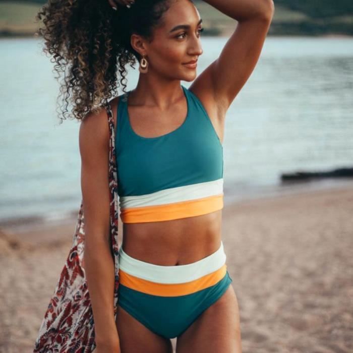 Maillot de bain discount 2 pièces rayé