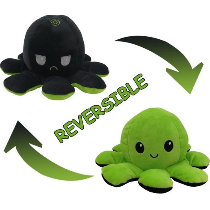 Coota Pieuvre Mignonne En Peluche Jouets Cadeaux De Jouets Creatifs Pour Enfants Adulte Vin Rouge Noir Poupee Danimaux En Peluche De Poulpe Reversible Doux Poupee De Poulpe Flip Double Face Jeux Et Jouets Peluches