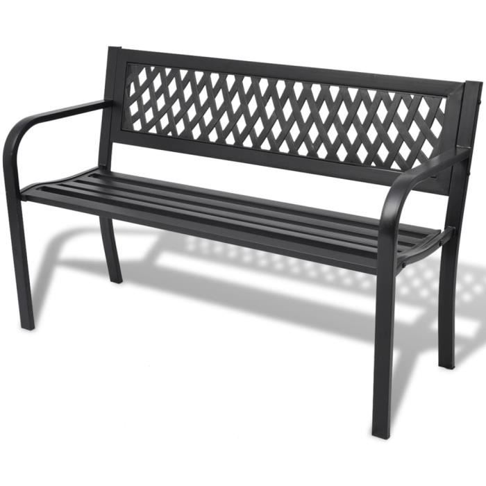 Banc De Jardin Banc D Exterieur En Acier Noir Achat Vente Banc