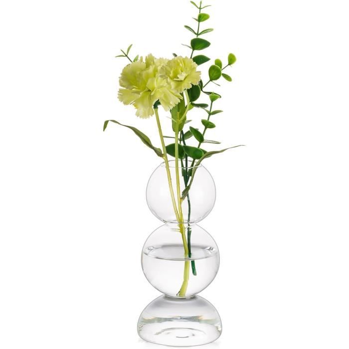 Vase En Verre Ericotry - 25cm - Design Oblique Fait Main - Pour Fleurs à Tige Unique - Décoration Maison