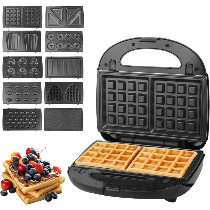 Appareil Multifonction Gaufres Grill Appareil à Croque-Monsieur 7 En 1 750W - Presse Panini, Gaufres, Sandwich Avec Plaques Amovibles