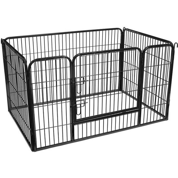 Enclos pour Chiens Chiots Animaux de Compagnie 122x80x70cm PPK74G FEANDREA Parc Gris 
