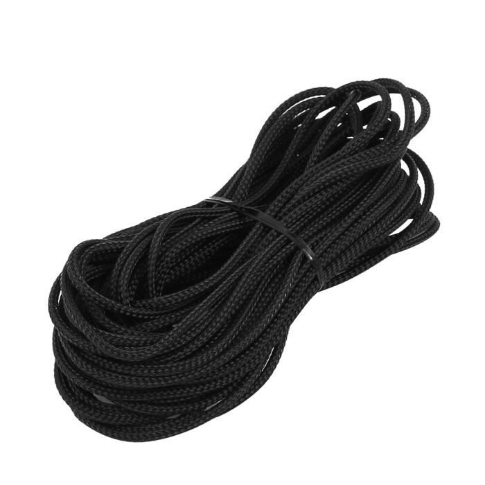 Gaine Tressée Extensible PET 3mm Noir - 2 Mètres - Pour Câbles - Uxcell
