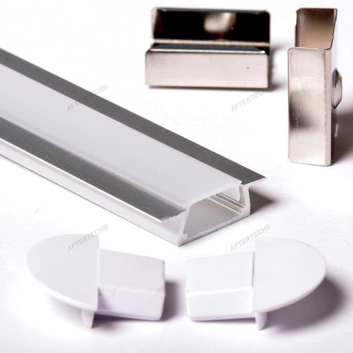 AFTERTECH Aluminium Profile 15x6mm Weiß - 5x2m Set Für LED-Streifen