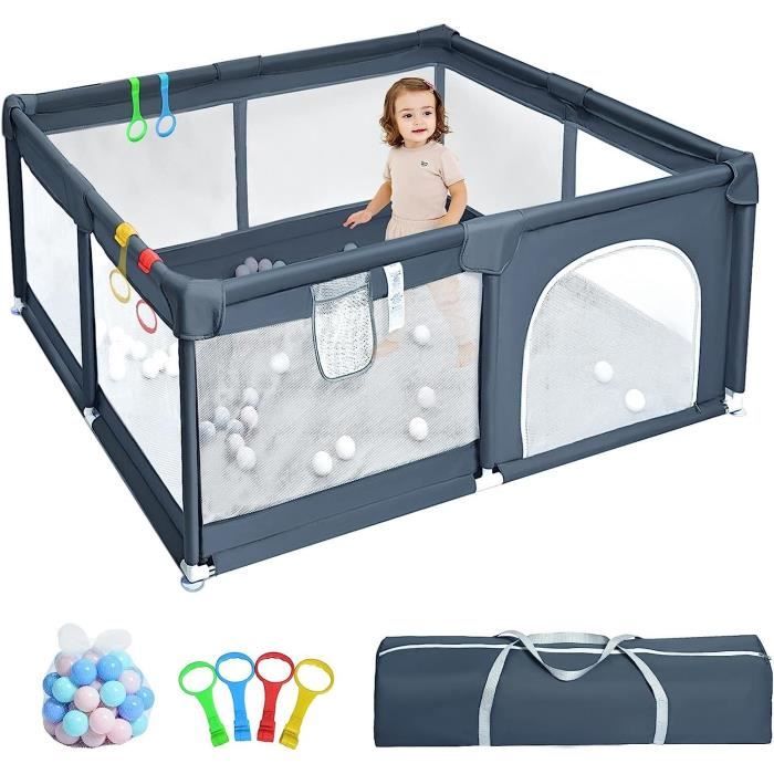Parc Bébé GERCHAM 90x90cm Avec Tapis Double Face | Portable Et Pliable | Barrière De Sécurité | Pour Intérieur/Extérieur