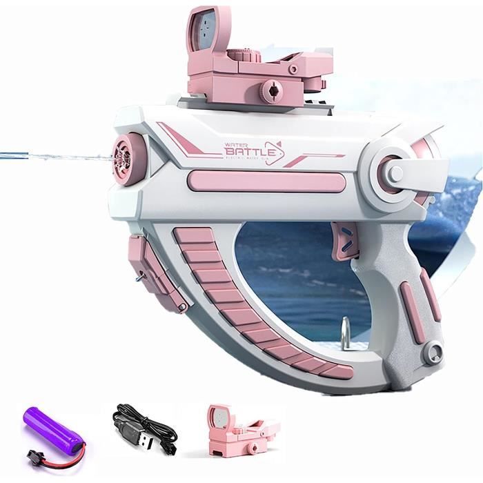 Pistolet à eau électrique avec effets d'éclairage, pistolet à eau électrique automatique jusqu'à 10 m, 434 CC + 58 CC haute capacité pour enfants et adultes, activités de plein air, été, piscine