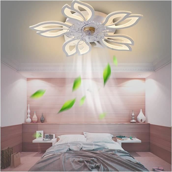 Ventilateur De Plafond Avec LED – Lustre Blanc – Lampe Suspendue Métal – Hofstein