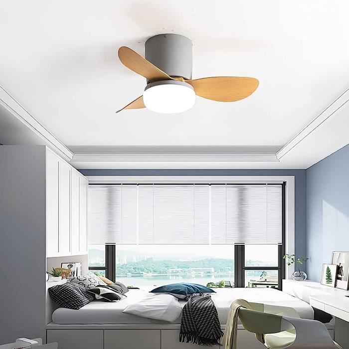 Petit Ventilateur plafond avec Lumière Breezer Hêtre 81 cm
