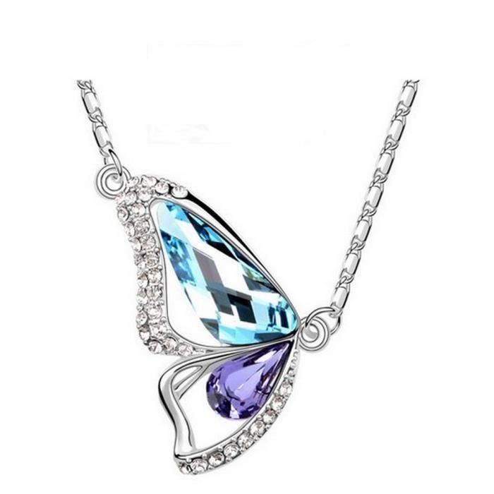 Collier Pendentif Papillon Cristal Swarovski* Turq Collier Pendentif Papillon Cristal Swarovski* Turq