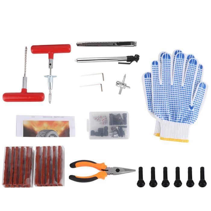 Kit De Réparation Pneu Avec Grattoir Et Meule En Acier Tungstène - Pour Voiture, Moto, Vélo - 3