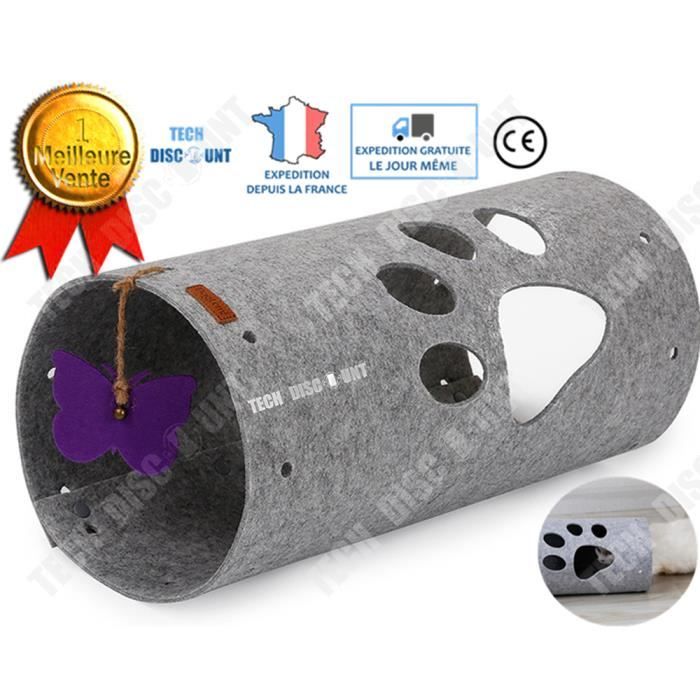 Meilleurs prix pour TD® tunnel chat feutre lapin tapis chien jouet adulte doux gris griffoir nain pas cher animaux de compagnie jardin domestique
