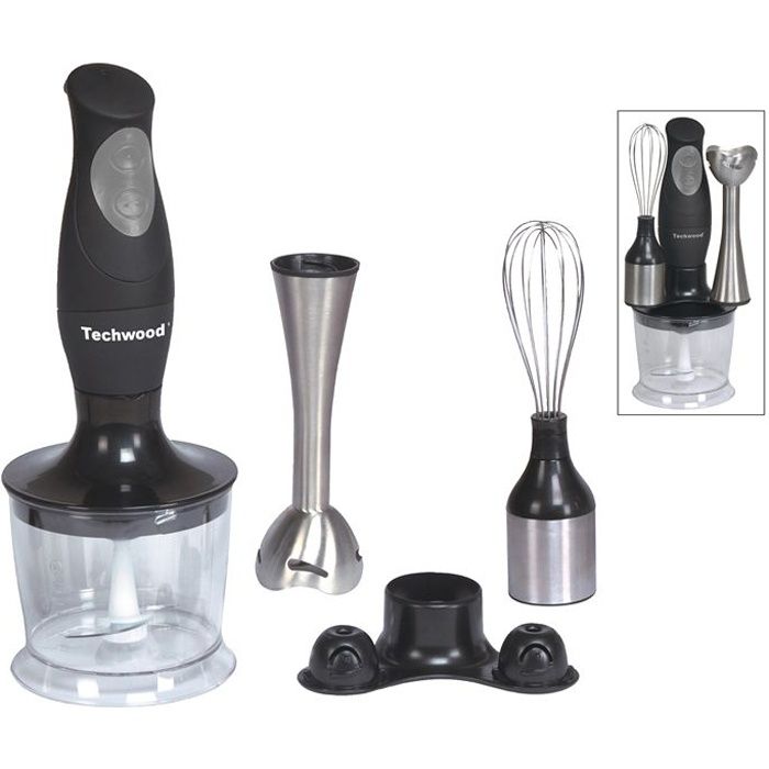 TECHWOOD  TMS-8123 Mixeur plongeant avec hachoir - Noir 