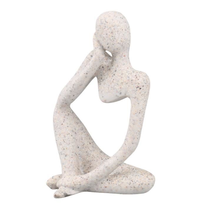 Statue de Penseur en Résine/Grès, Sculpture Abstraite Moderne