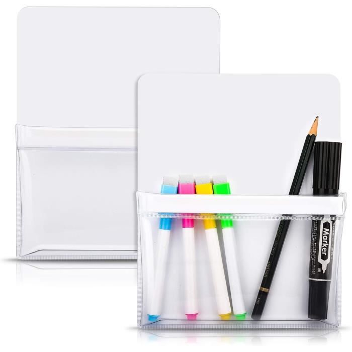 10 Clips Porte-Crayon Magnétique Auto-Adhésif - Organisateur Stylo Pour Tableau Blanc, Frigo, Bureau - Acier Manganèse Solide