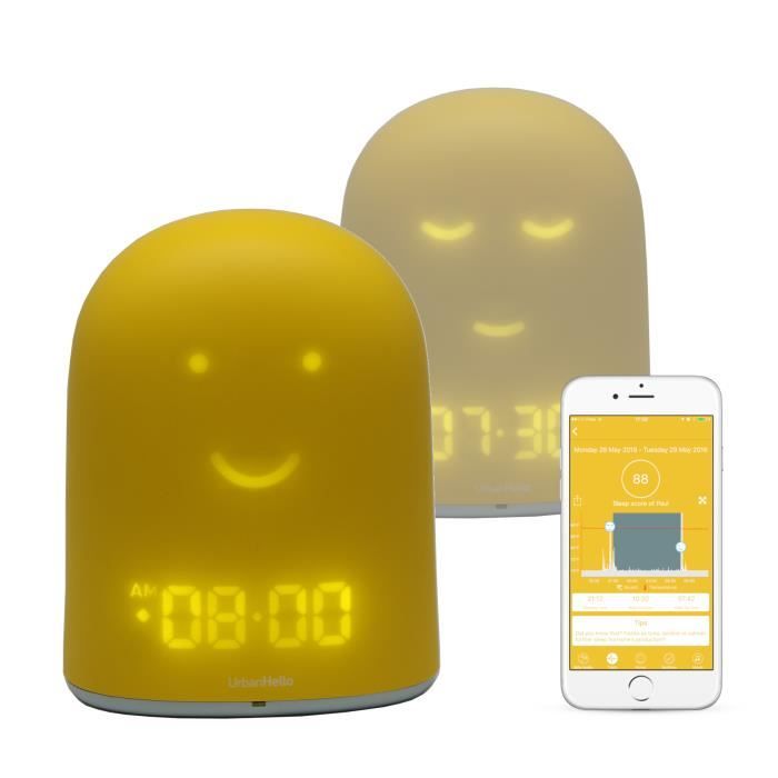 UrbanHello REMI - Réveil Enfant Jour Nuit éducatif et Suivi du Sommeil -  Babyphone Audio avec alertes de Bruit 5-en-1 - Veilleuse - Enceinte  Bluetooth