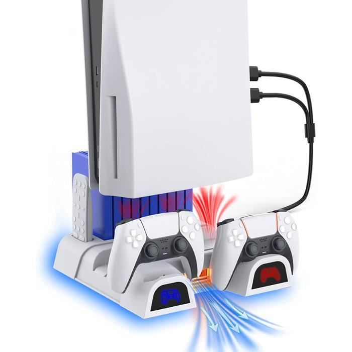 Support PS5 avec Ventilateur de Refroidissement pour PS5, Chargeur PS5 avec Indicateur