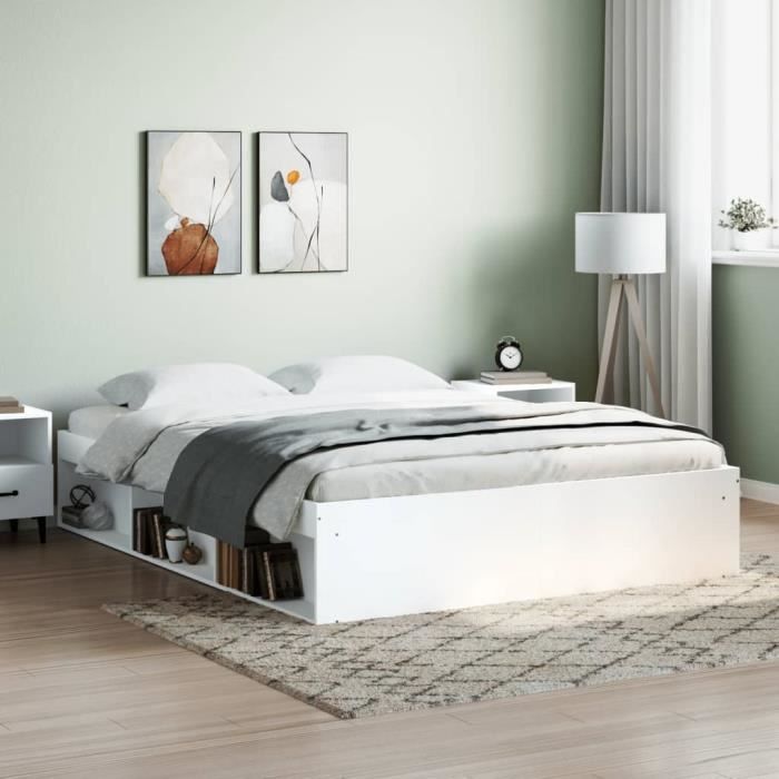 vidaXL Cadre de lit blanc 140x200 cm 3203859