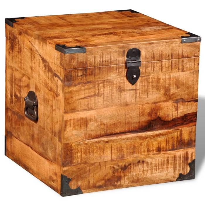 Coffre Carre En Bois Brut De Manguier Achat Vente Coffre Carre
