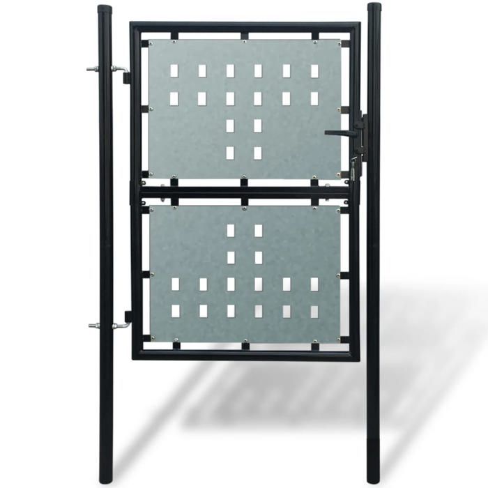 vidaXL Portail de clôture noir à une porte 100x150 cm 141687