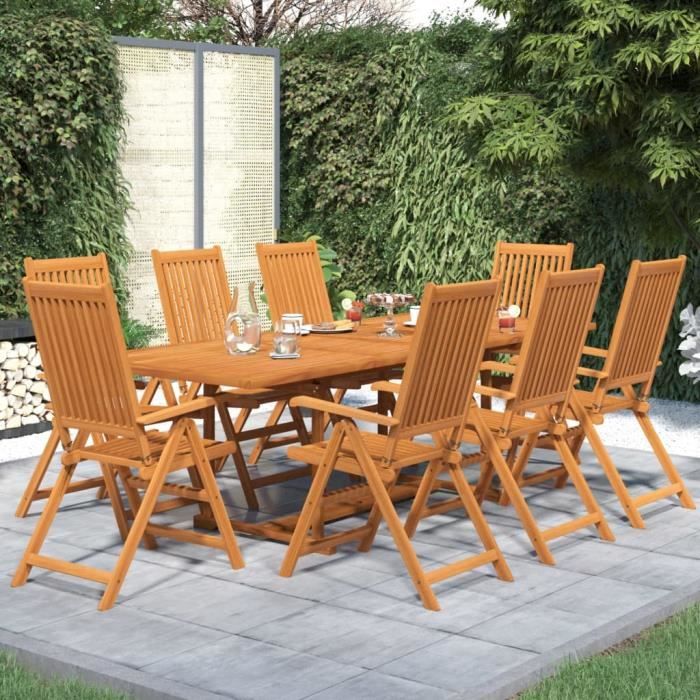 vidaXL Ensemble à manger de jardin 9 pcs Bois d'acacia - vue 3