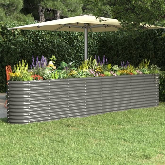 vidaXL Lit Surélevé de Jardin Pot à Fleurs Boîte à Plantes Lit Surélevé Patio Terrasse Extérieur Acier Enduit de 318909