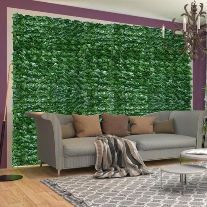 Clôture de jardin - YOSOO - Haie Artificielle - PVC stabilisé aux UV - Couleur verte