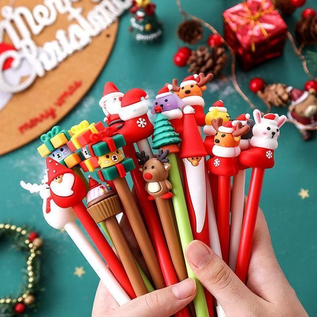 16 Stylos Gel De Noël - 6 Couleurs, Motifs 3D (renne, Sapin, Père Noël…) - Pointe 0,5 Mm - Pour écrire, Décorer Ou Offrir