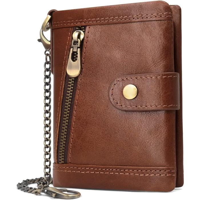 Portefeuille Anti-rfid Haut De Gamme, En Cuir Marron, Homme Ou Femme - PM-028-01
