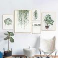 Affiche avec plantes tropicales, Art nordique, scandinave, feuilles vertes, tableau décoratif, toile 20x25cm (No frame) -XUNI49469-1