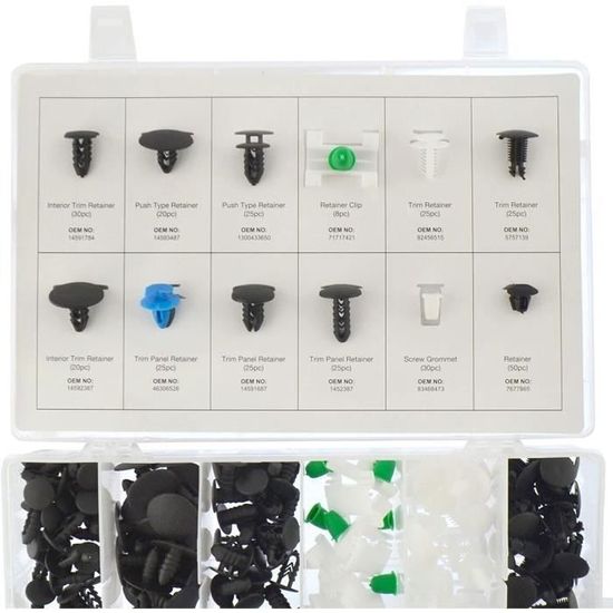 100 Rivets Plastique Auto 6 Tailles – Clips Universels Pare-Chocs, Portes, Ailes, Grille – Fixations Voiture Solides & Faciles à Poser
