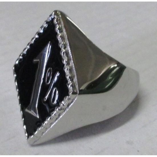 Chevaliere 1 noir 9US en inox hells angel bague biker homme