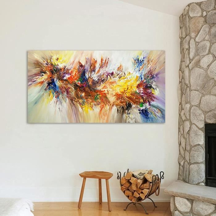 Grande Peinture Abstraite Art Coloré Bloom Fleur Affiche Toile