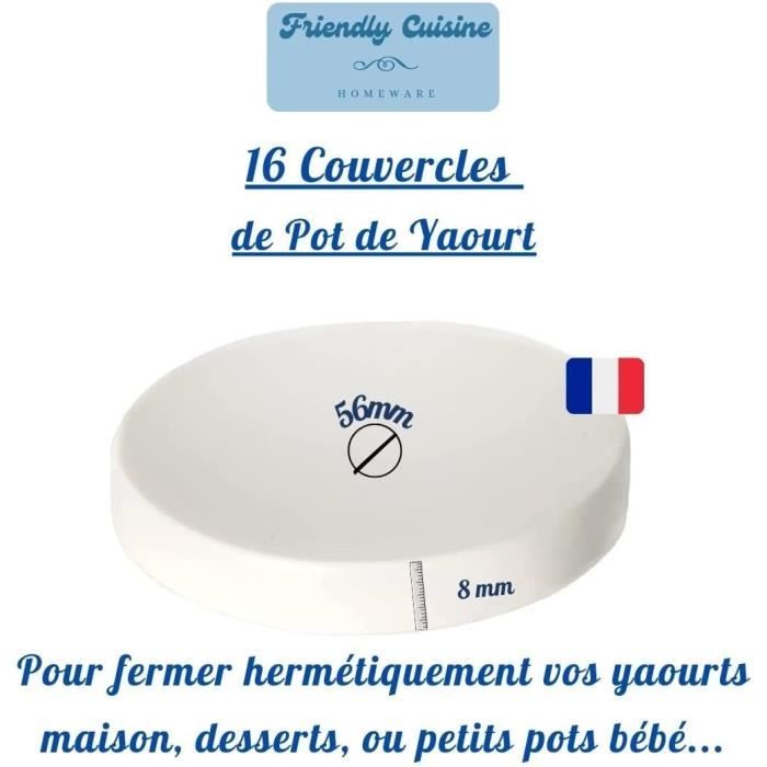 Friendly Cuisine Couvercles Blancs Hermétiques Pot Yaourt Verre 56 Mm (16)  - Cdiscount Maison