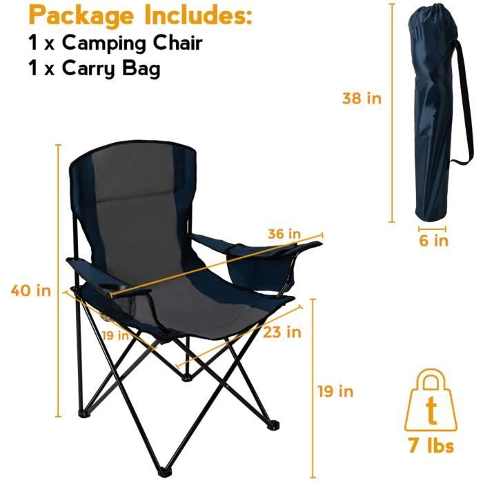 Chaise pliante anti-basculement, chaise de camping ou plage légère et