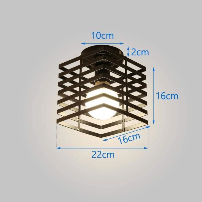 Plafonnier Industriel Cage Métal E27 - Luminaire Suspendu Style Ferme Bronze - Cuisine Salle De Bain