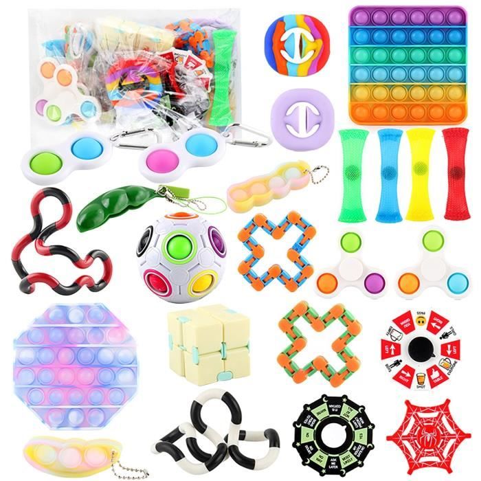 1, 2 ou 3 jouets anti-stress Fidget Pop effet teinture par nœuds