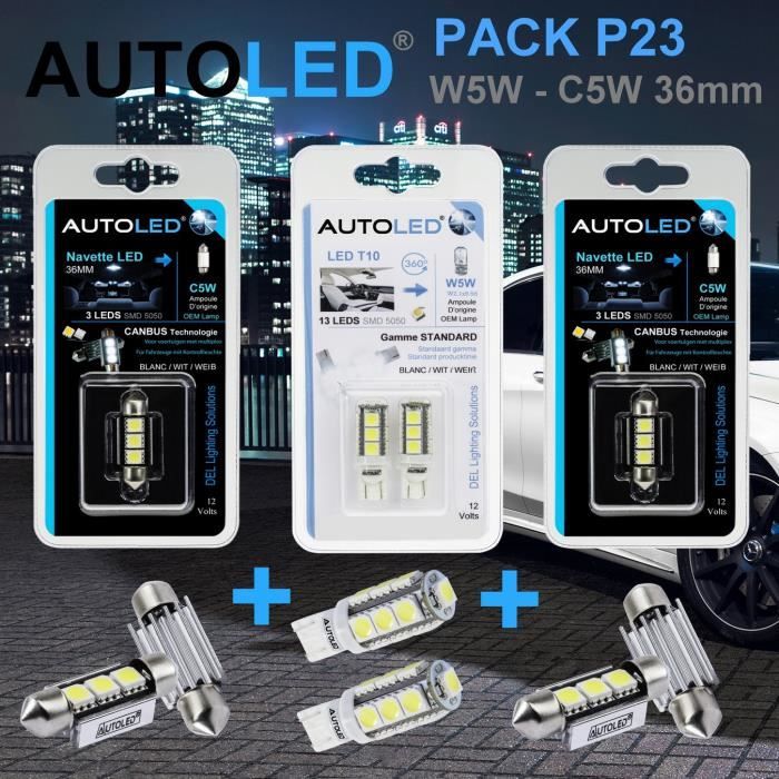 PACK P23 4 Ampoules LED W5W (t10)+navette C5W 36MM canbus AUTOLED® -  Cdiscount Maison
