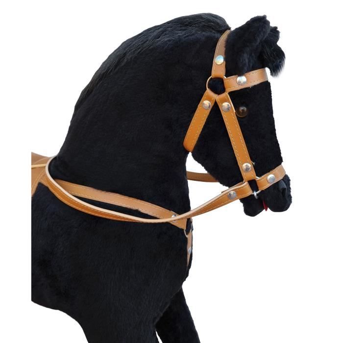 Jouet à cheval bâton - Grand cheval baton Noir Hobby Horse avec licol et  rênes incluses - A3 - Cdiscount