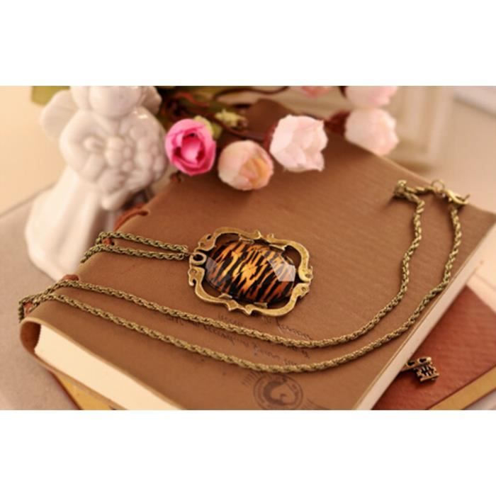 Collier Fantaisie Femme Vintage Doré - Gros Bijou Métal Mi-long, Occasion Bohème